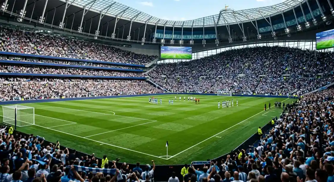 Estadio del Mundial 2026 lleno antes del partido de Argentina, con luz de mediodía sobre el césped