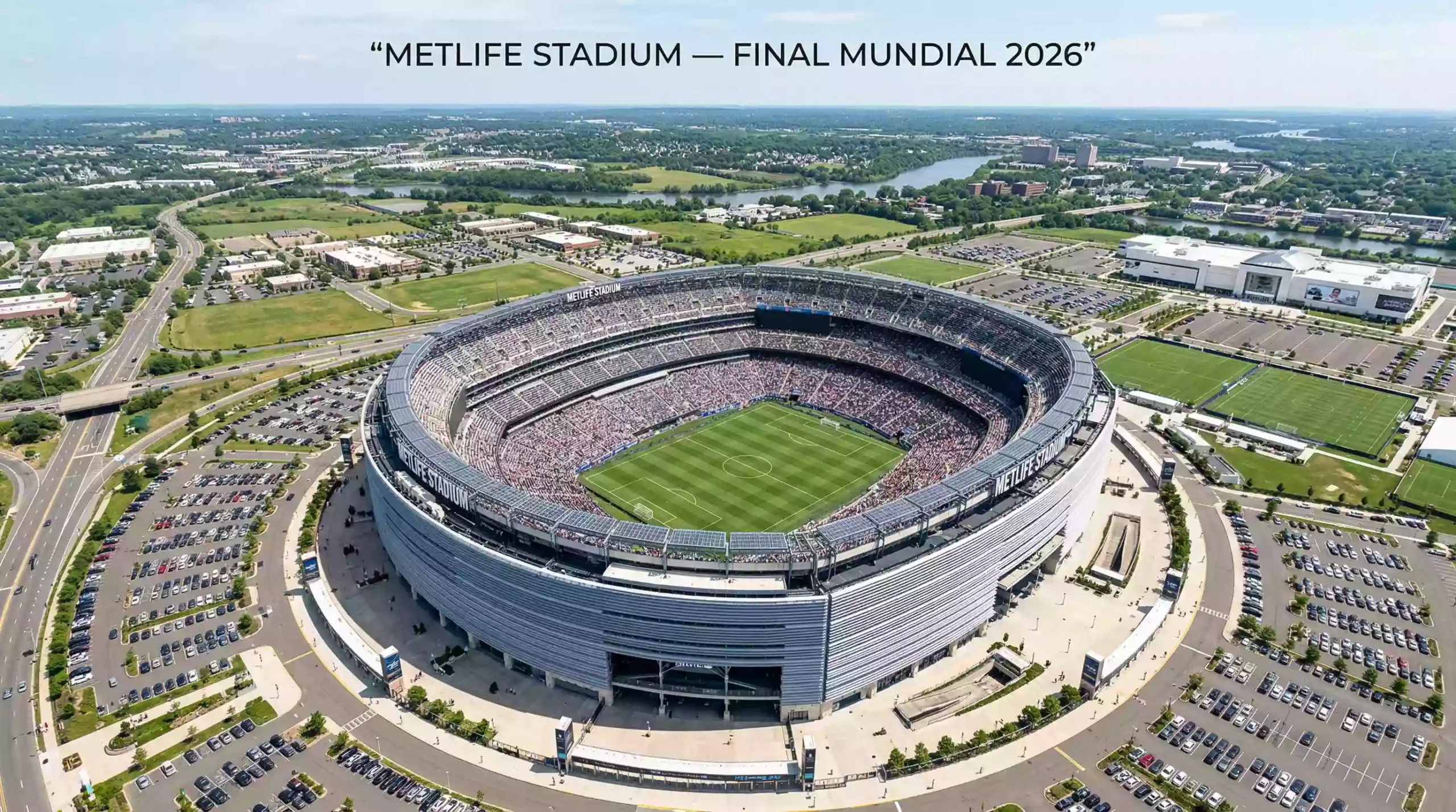 MetLife Stadium en East Rutherford con césped natural preparado para el Mundial 2026