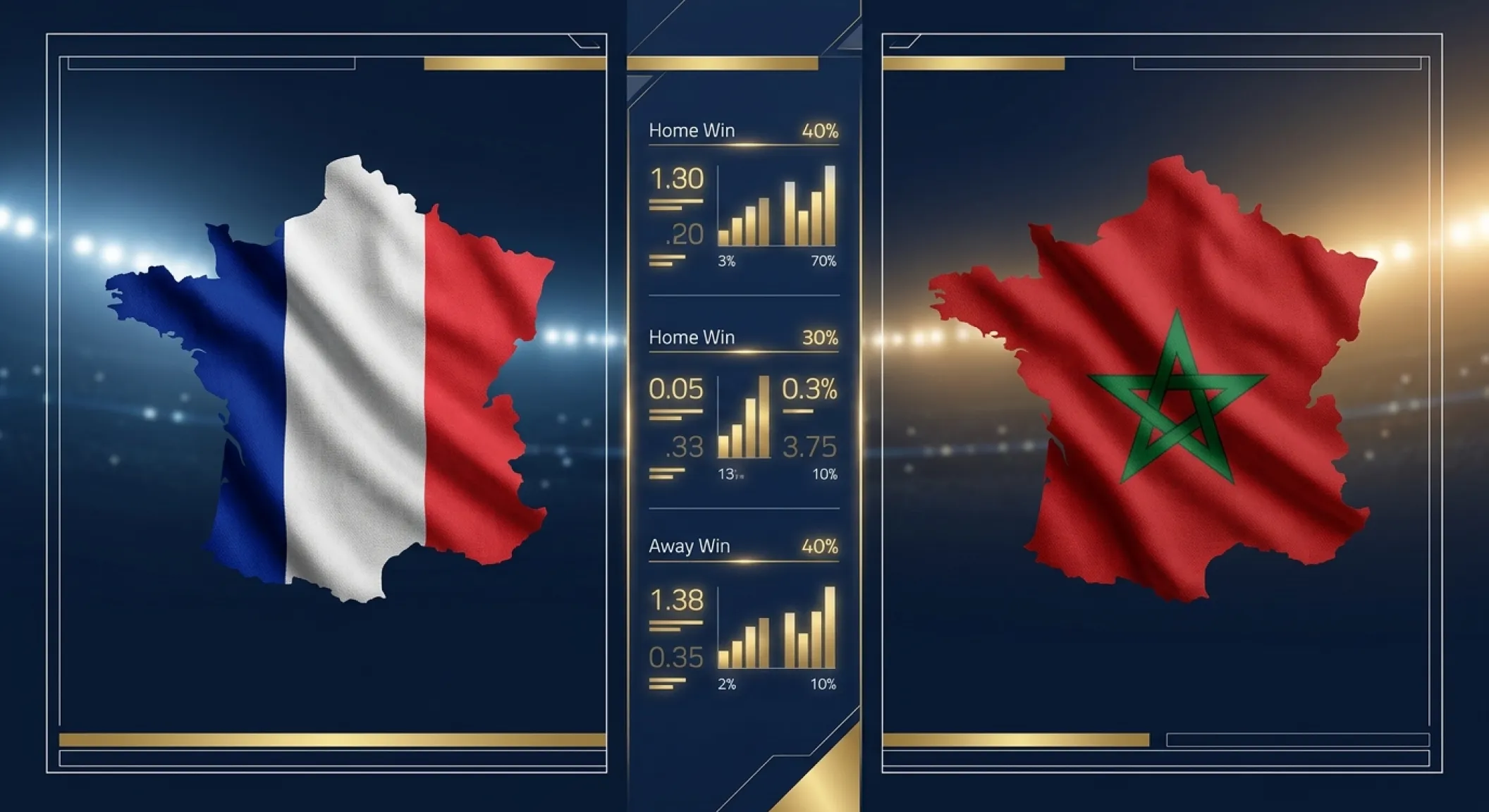 Francia vs Marruecos en cuartos de final del Mundial 2026 — comparativa de datos